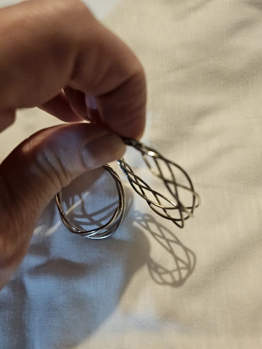 Twisted Multi-Strand Hoop Earrings - Silver Tone